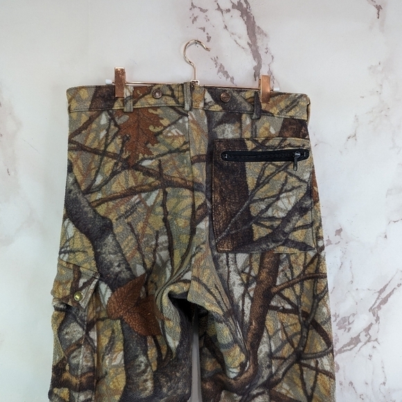 Cabelas Pants Mens 31 X 33 Camo Hunting Fleece Woodland Pockets Zipper Vintage - Picture 6 of 11